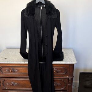 Rampage Black Fur-Trimmed Trench Coat